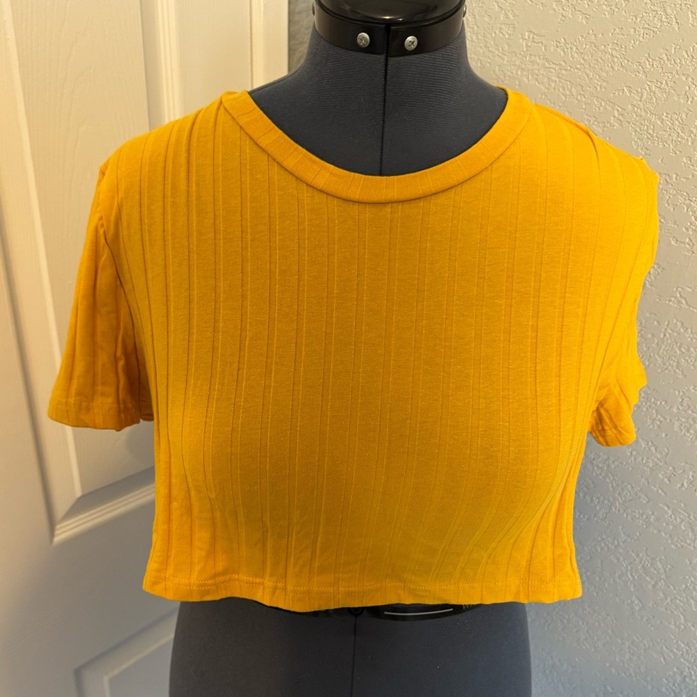 Mustard Ribbed Crop Top